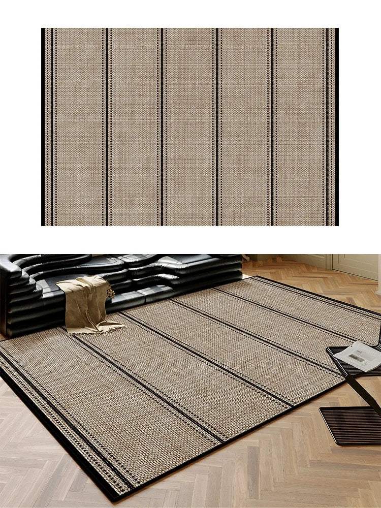 beige-black-plaid-pattern-modern-rug-artistic-retro-style-anti-slip-bottom-large-carpet-besontique-home-76419 - Besontique Home