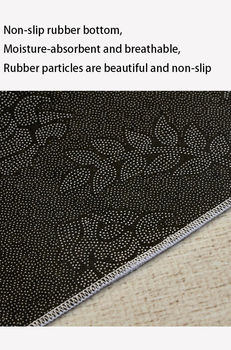 Beige Black Plaid Pattern Modern Rug │ Artistic Retro Style Anti-slip bottom Large Carpet - Besontique Home