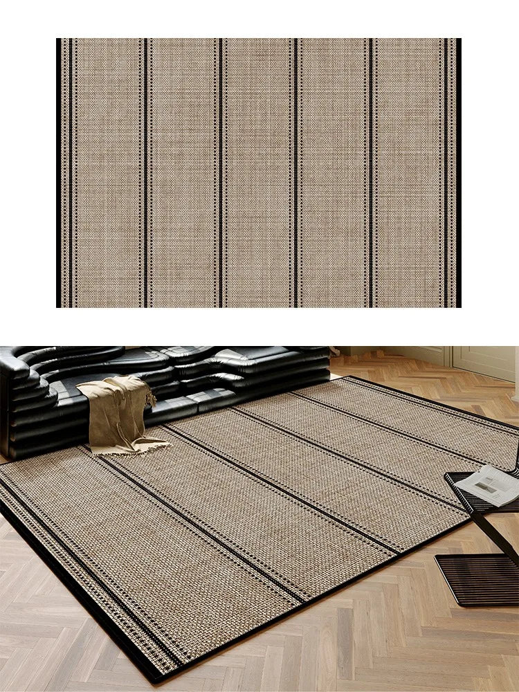 Beige Black Plaid Pattern Modern Rug │ Artistic Retro Style Anti-slip bottom Large Carpet - Besontique Home