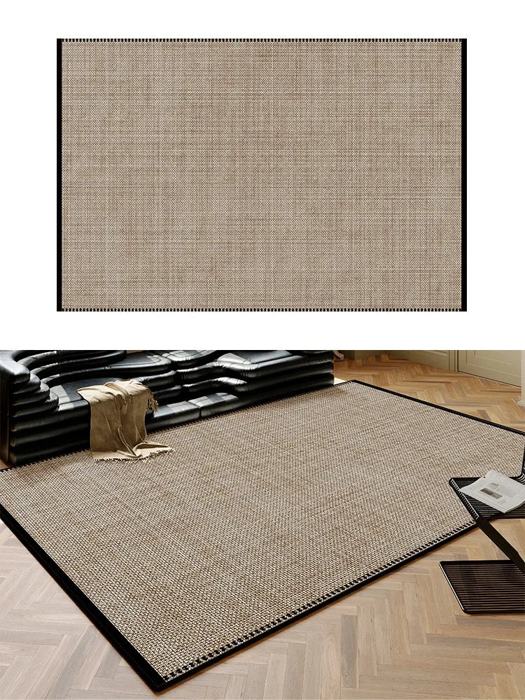 Beige Black Plaid Pattern Modern Rug │ Artistic Retro Style Anti-slip bottom Large Carpet - Besontique Home