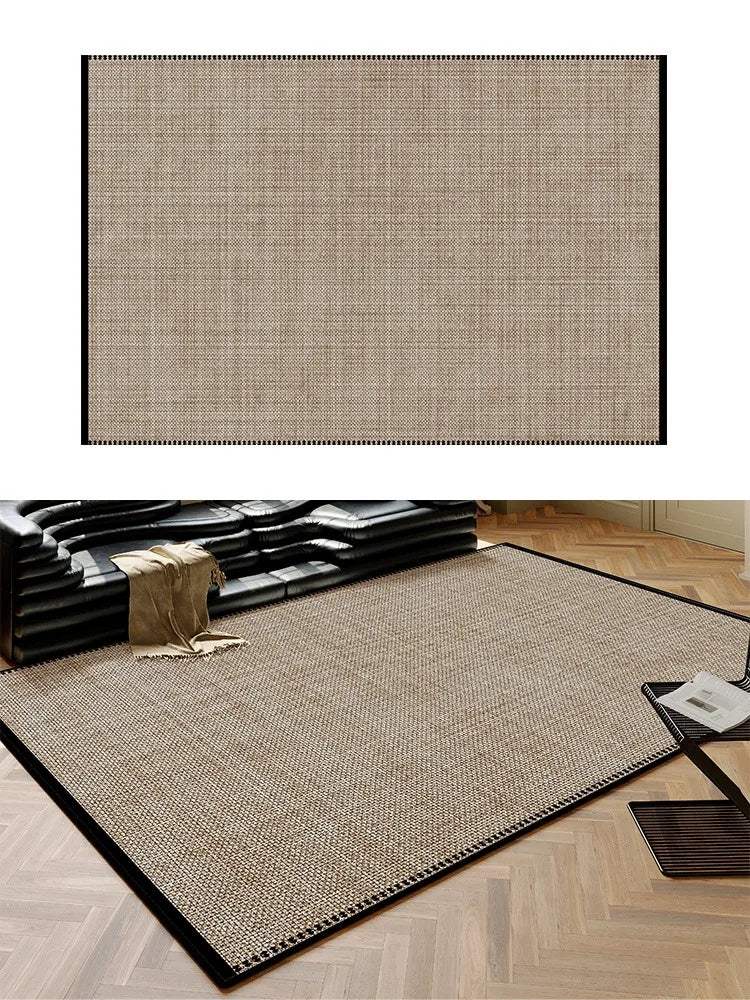 beige-black-plaid-pattern-modern-rug-artistic-retro-style-anti-slip-bottom-large-carpet-besontique-home-98218 - Besontique Home