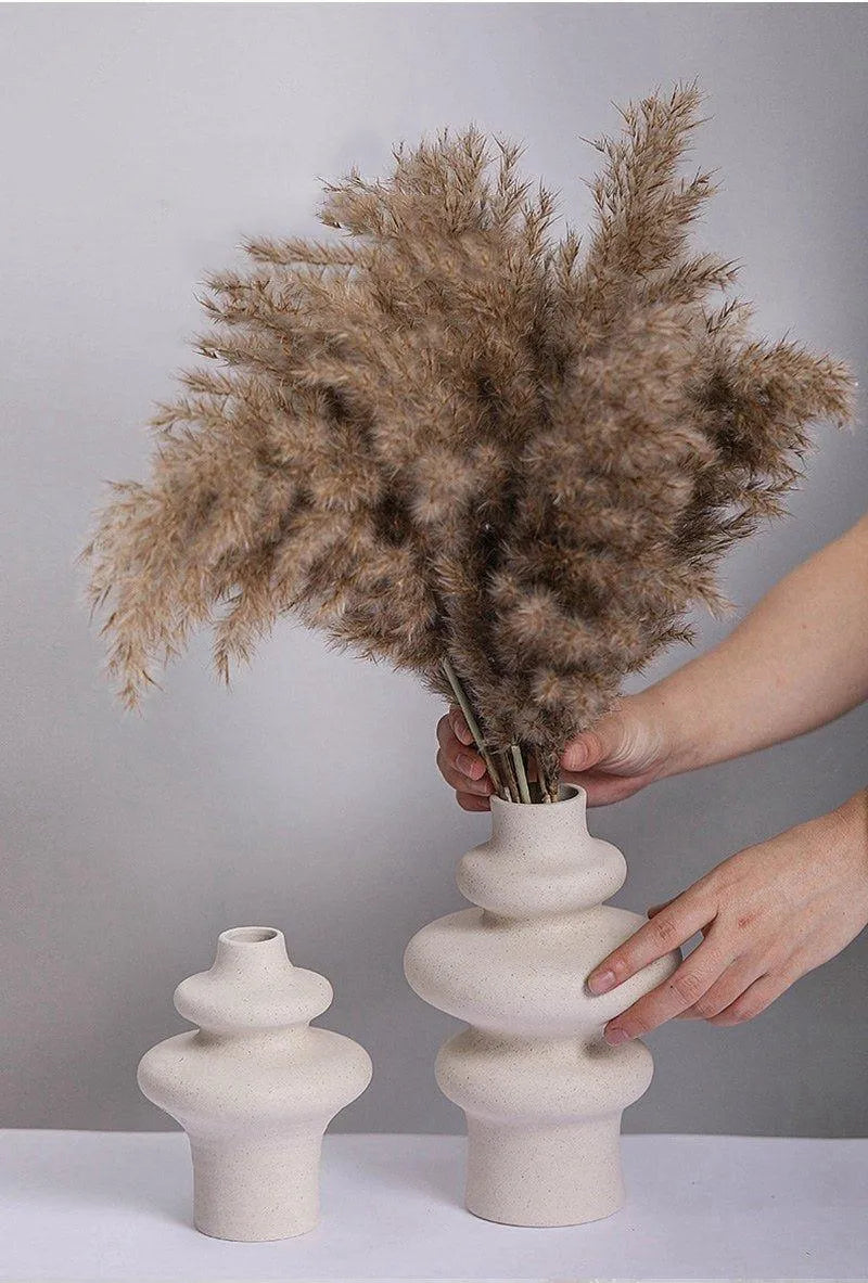 Beige Nordic Ceramics Dried Flower Vase │ Pampas Grass Pot Set│ Home Ornaments Decorations Gifts - Besontique Home