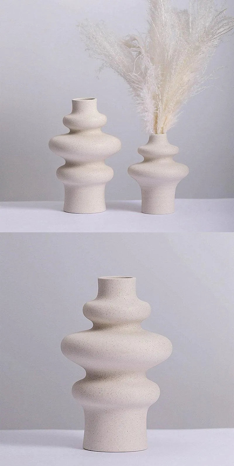 Beige Nordic Ceramics Dried Flower Vase │ Pampas Grass Pot Set│ Home Ornaments Decorations Gifts - Besontique Home