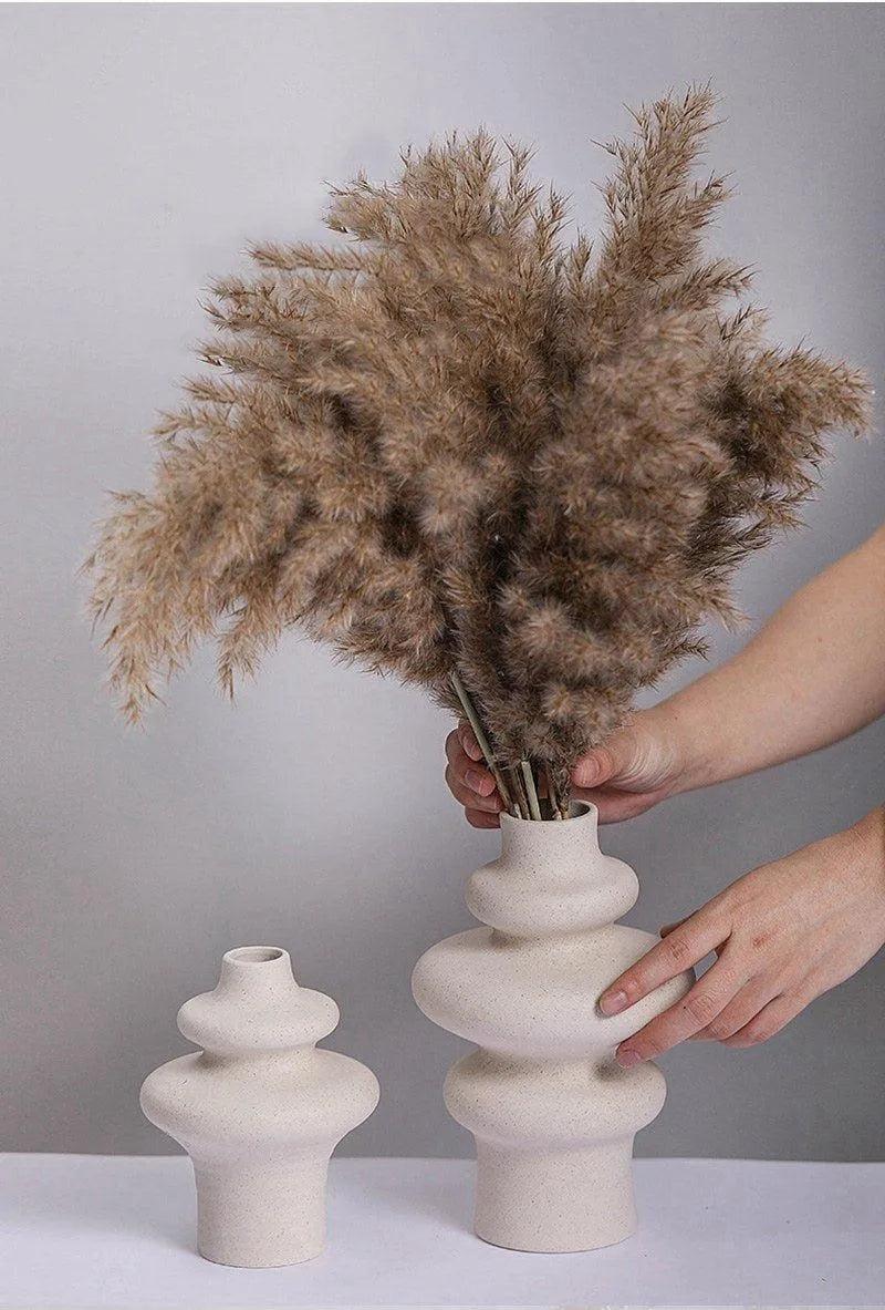 Beige Nordic Ceramics Dried Flower Vase │ Pampas Grass Pot Set│ Home Ornaments Decorations Gifts - Besontique Home