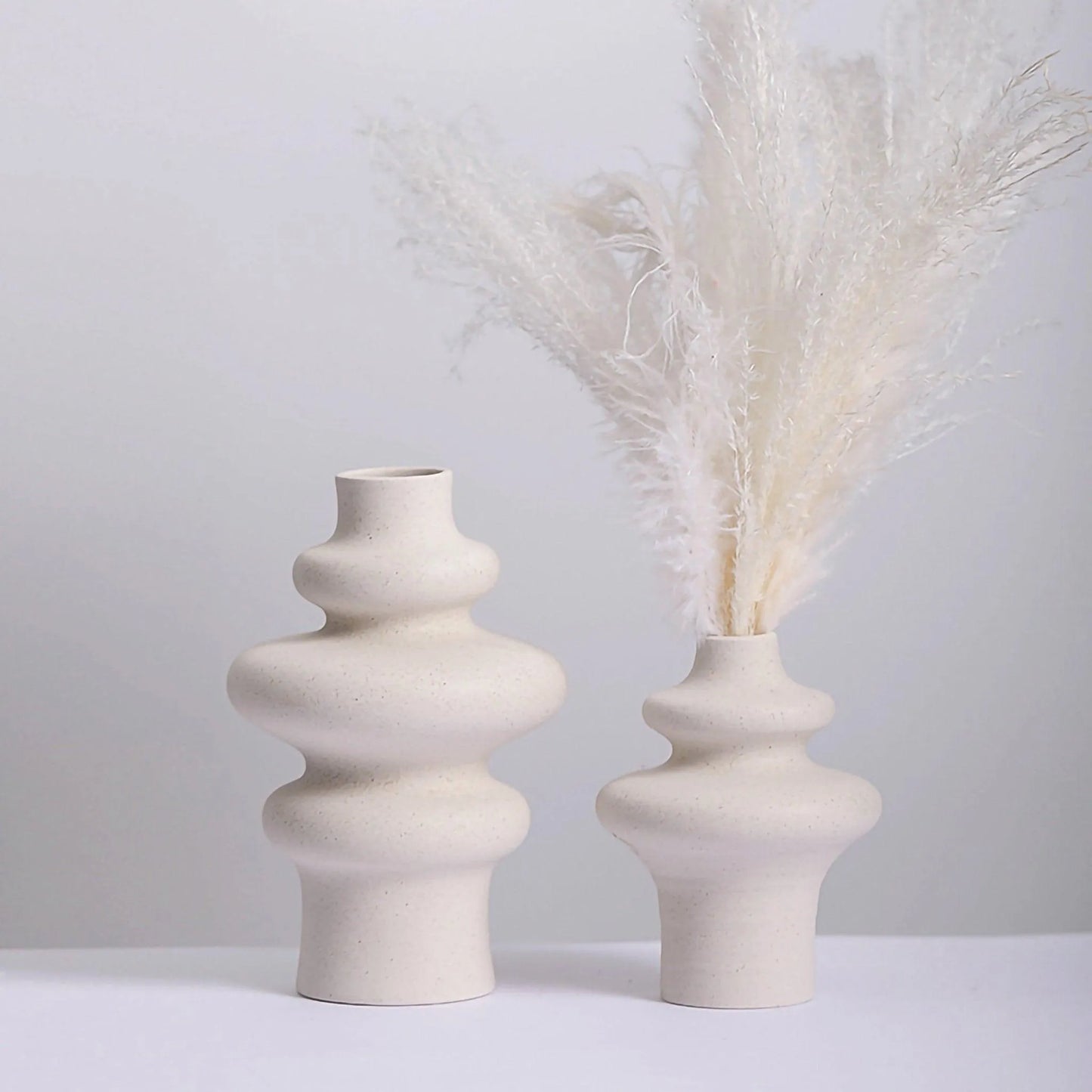 Beige Nordic Ceramics Dried Flower Vase │ Pampas Grass Pot Set│ Home Ornaments Decorations Gifts - Besontique Home