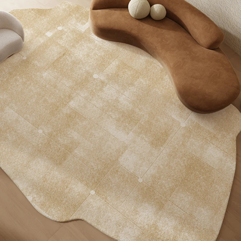 Beige printed pattern Fluffy Plush Irregular Rug Carpet - Besontique Home