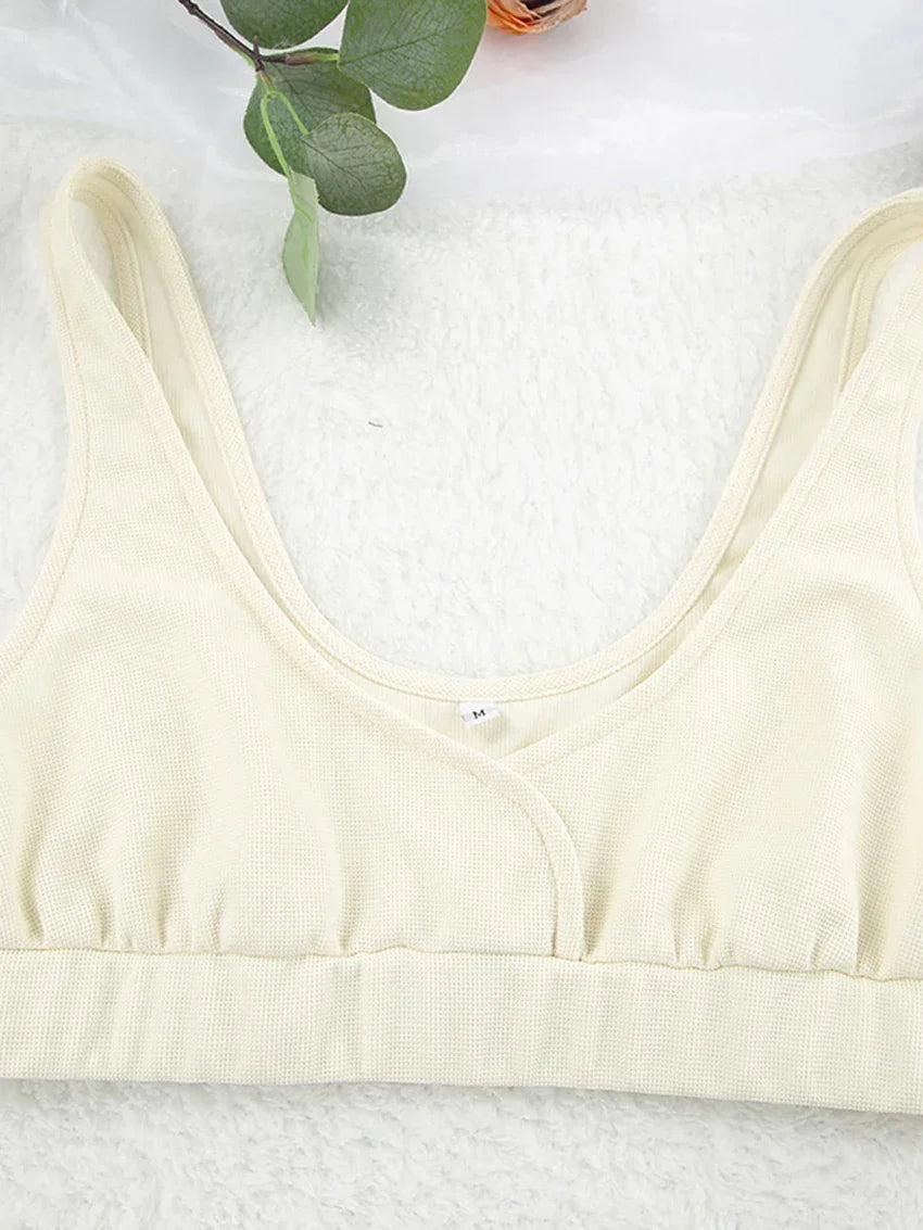 Beige Tank top V-Neck Lace Up Nightgown 3 Piece Set │ Homewear Pajamas Nightwear - Besontique Home
