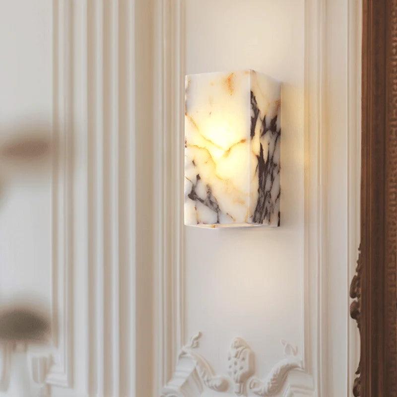 Black Cuboid Natural Stone Wall Lighting │ Modern High-end Luxury LED Indoor Wall Mounted Lamp Light - Besontique Home