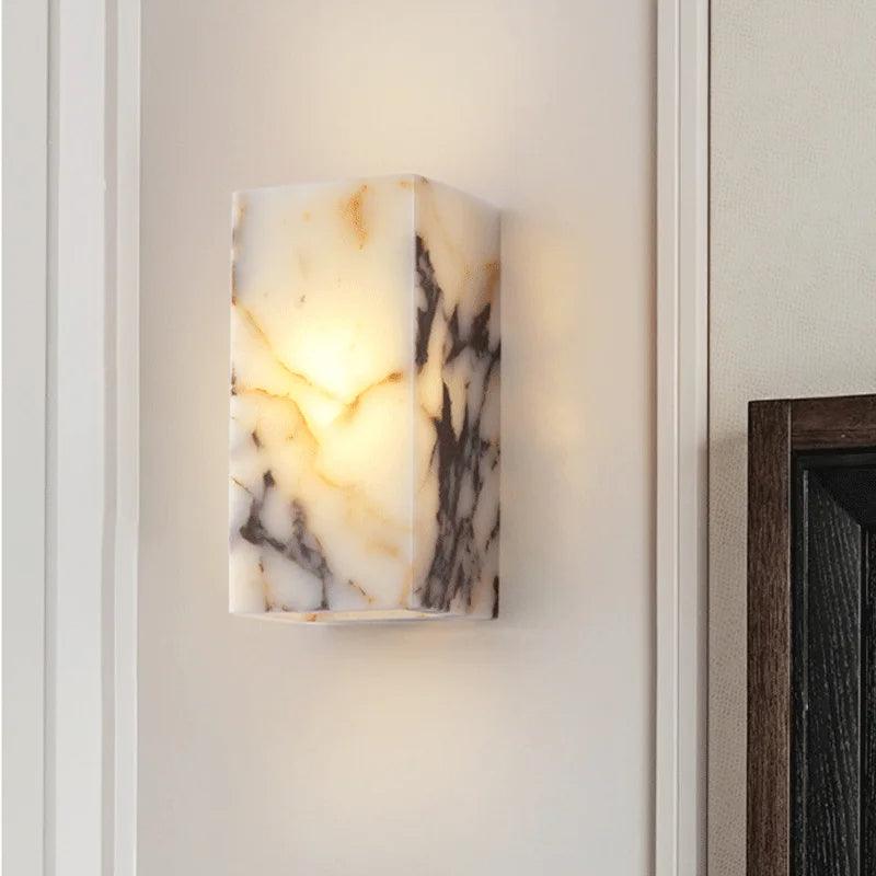 Black Cuboid Natural Stone Wall Lighting │ Modern High-end Luxury LED Indoor Wall Mounted Lamp Light - Besontique Home