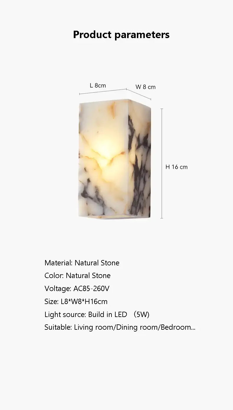 black-cuboid-natural-stone-wall-lighting-modern-high-end-luxury-led-indoor-wall-mounted-lamp-light-besontique-home-48499 - Besontique Home