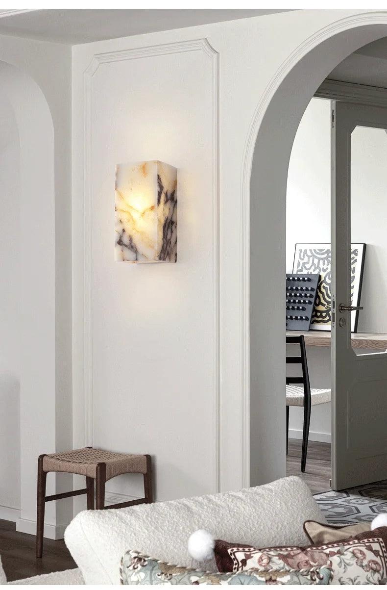 Black Cuboid Natural Stone Wall Lighting │ Modern High-end Luxury LED Indoor Wall Mounted Lamp Light - Besontique Home