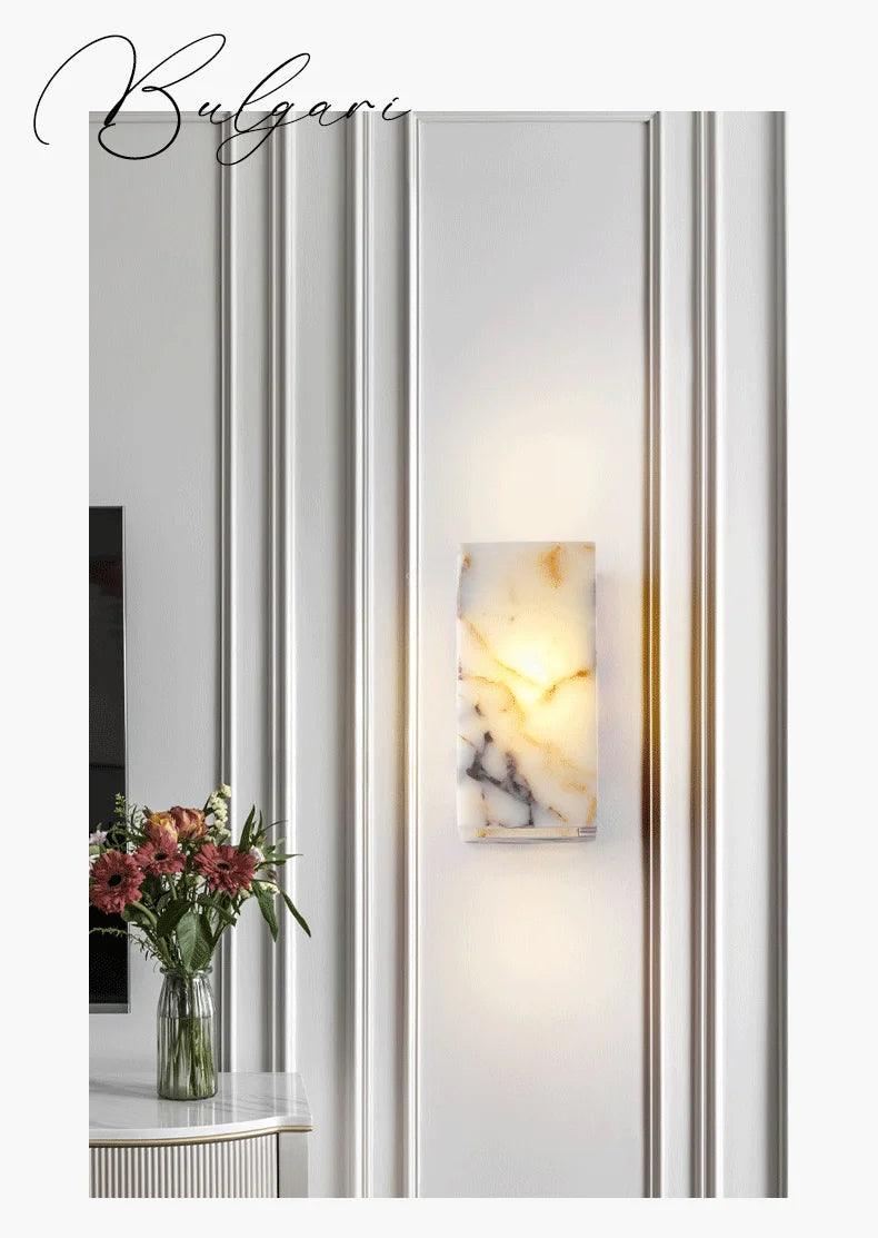 Black Cuboid Natural Stone Wall Lighting │ Modern High-end Luxury LED Indoor Wall Mounted Lamp Light - Besontique Home