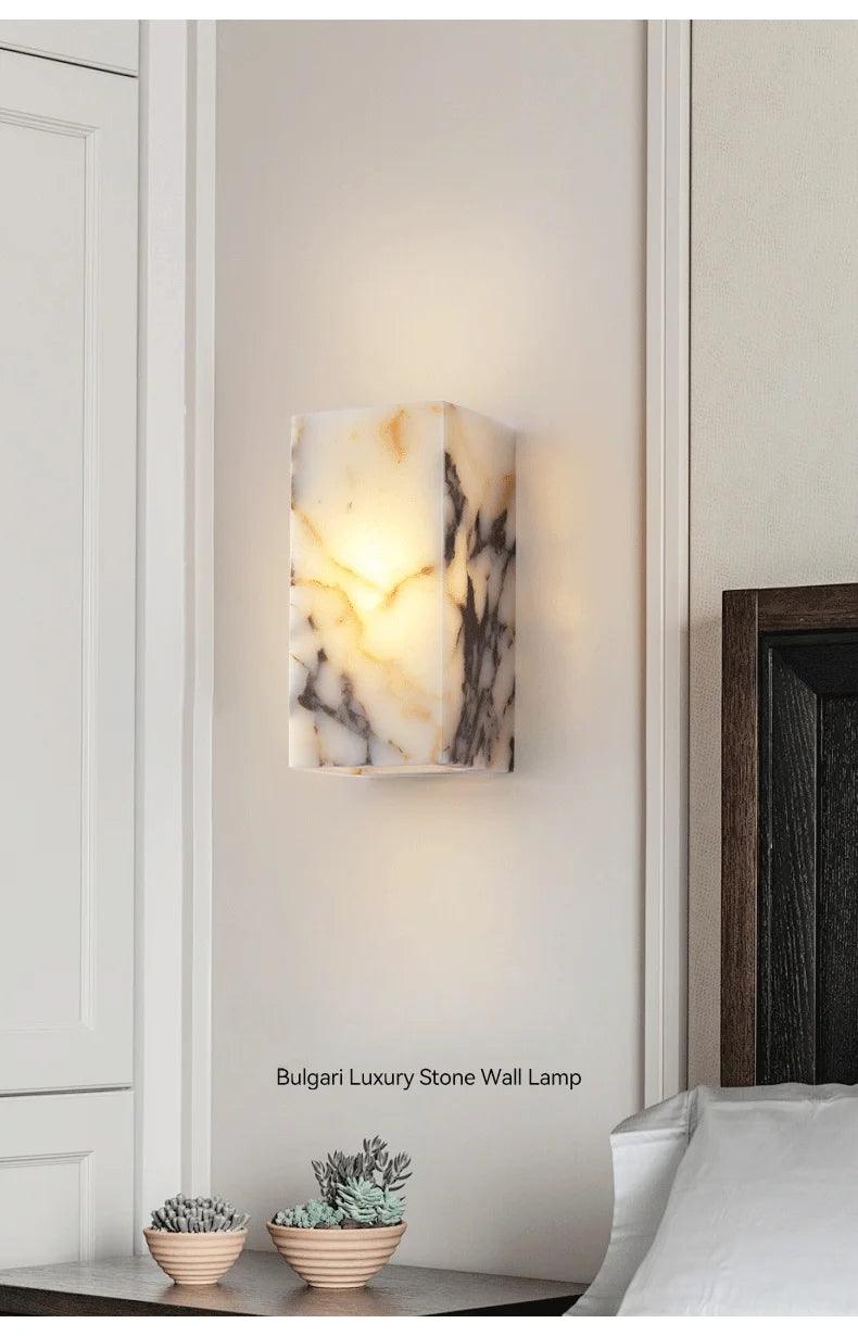Black Cuboid Natural Stone Wall Lighting │ Modern High-end Luxury LED Indoor Wall Mounted Lamp Light - Besontique Home