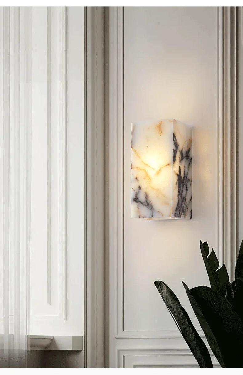 Black Cuboid Natural Stone Wall Lighting │ Modern High-end Luxury LED Indoor Wall Mounted Lamp Light - Besontique Home