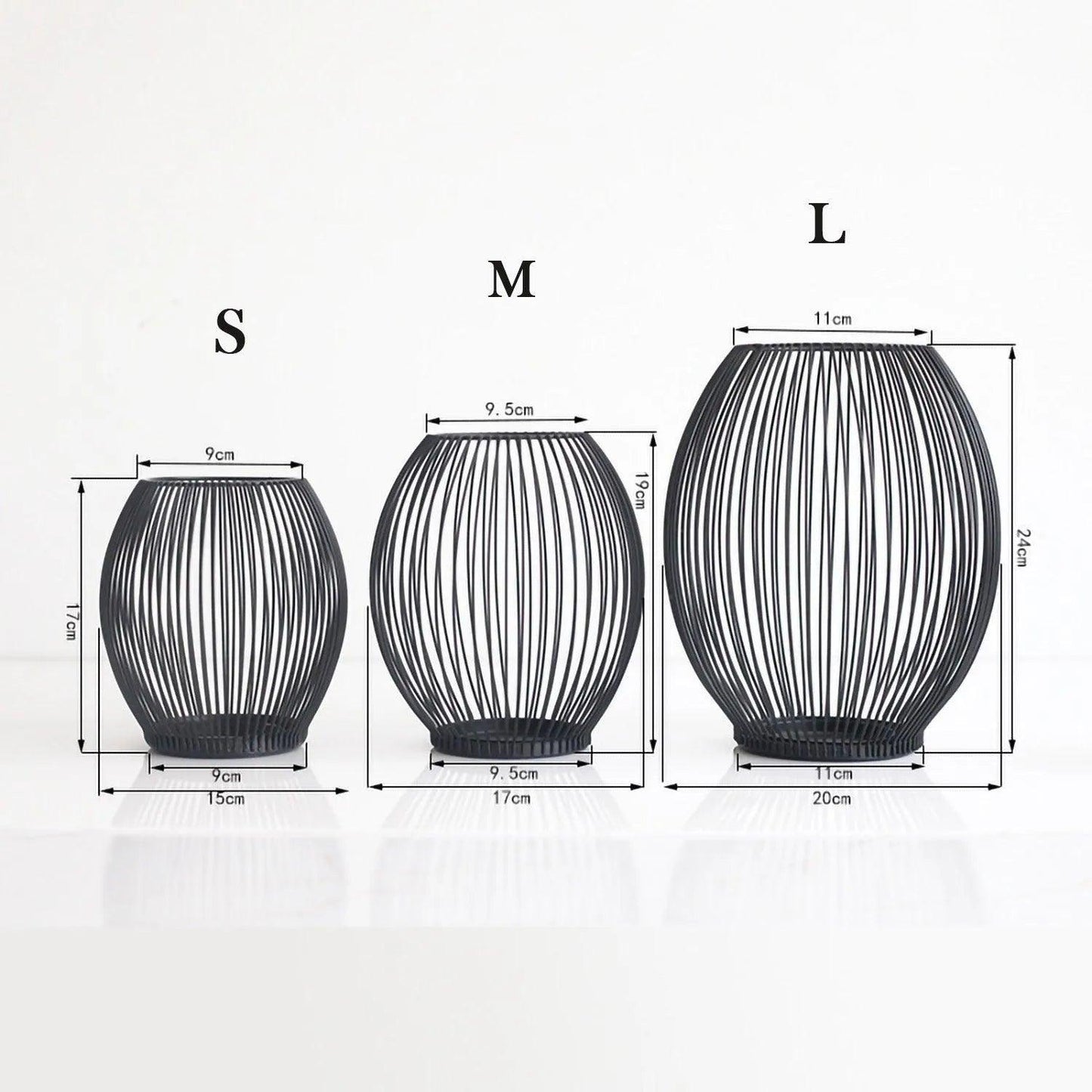 Black Hollow Metal Candle Holder │ Lantern Geometric Shape Candle Stand - Besontique Home