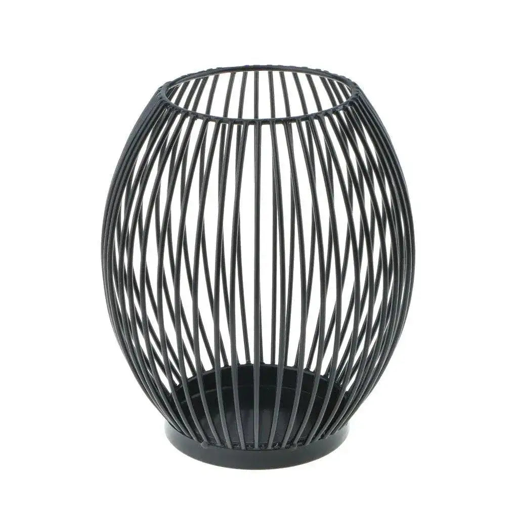 black-hollow-metal-candle-holder-lantern-geometric-shape-candle-stand-besontique-home-44423 - Besontique Home