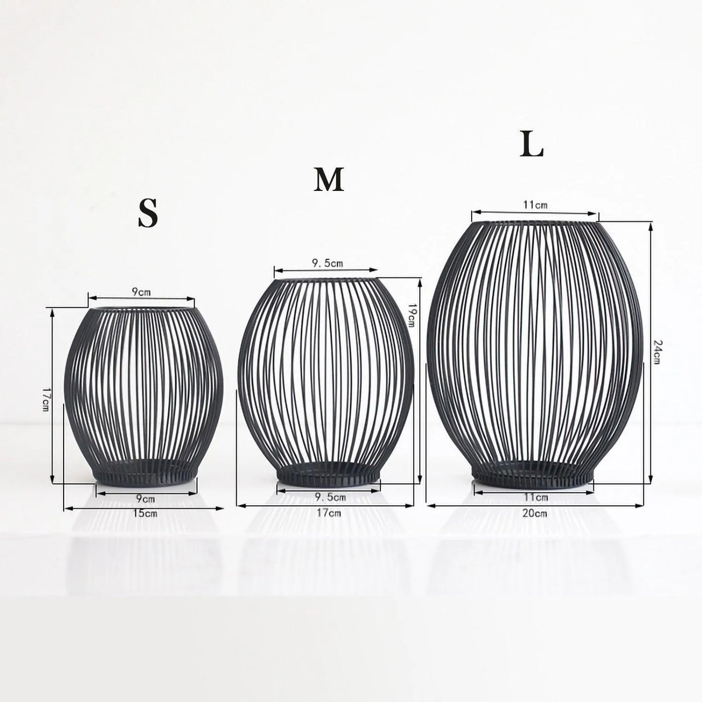 Black Hollow Metal Candle Holder │ Lantern Geometric Shape Candle Stand - Besontique Home