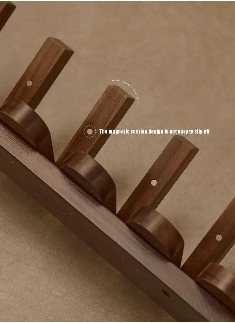 Black Walnut Foldable Wall Hanging Hooks Hanger │ Modern Nordic Rack for Clothes Bags Coat │ Entrance Door Home Decoration - Besontique Home