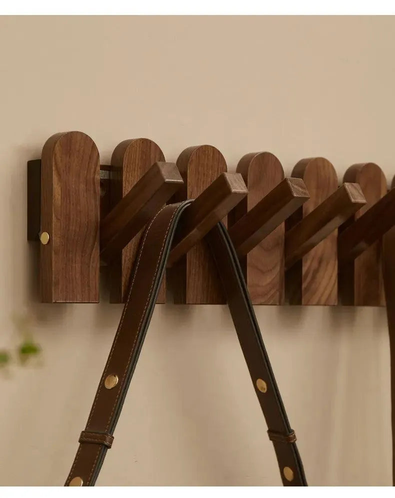 Black Walnut Foldable Wall Hanging Hooks Hanger │ Modern Nordic Rack for Clothes Bags Coat │ Entrance Door Home Decoration - Besontique Home