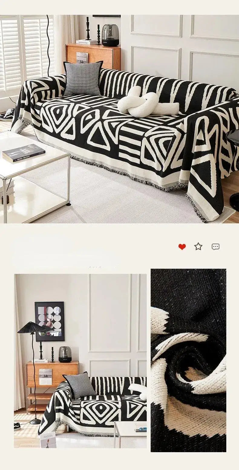boho-chenille-pattern-throw-blanket-with-tassel-simple-nordic-jacquard-reversible-double-sided-sofa-cover-besontique-home-14399 - Besontique Home