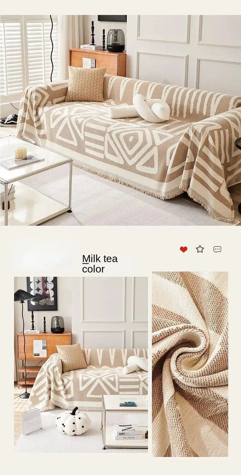 boho-chenille-pattern-throw-blanket-with-tassel-simple-nordic-jacquard-reversible-double-sided-sofa-cover-besontique-home-29470 - Besontique Home