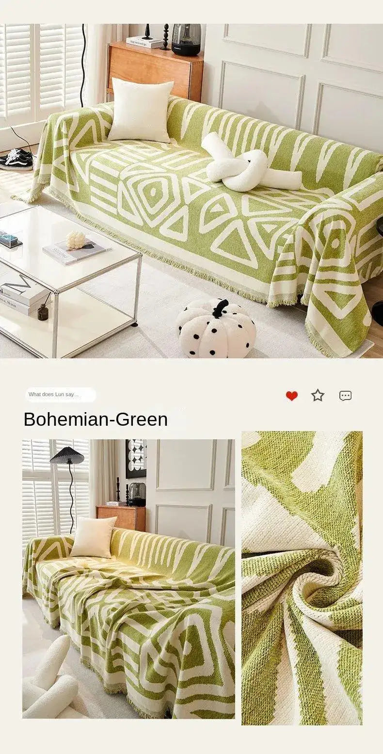 boho-chenille-pattern-throw-blanket-with-tassel-simple-nordic-jacquard-reversible-double-sided-sofa-cover-besontique-home-66985 - Besontique Home