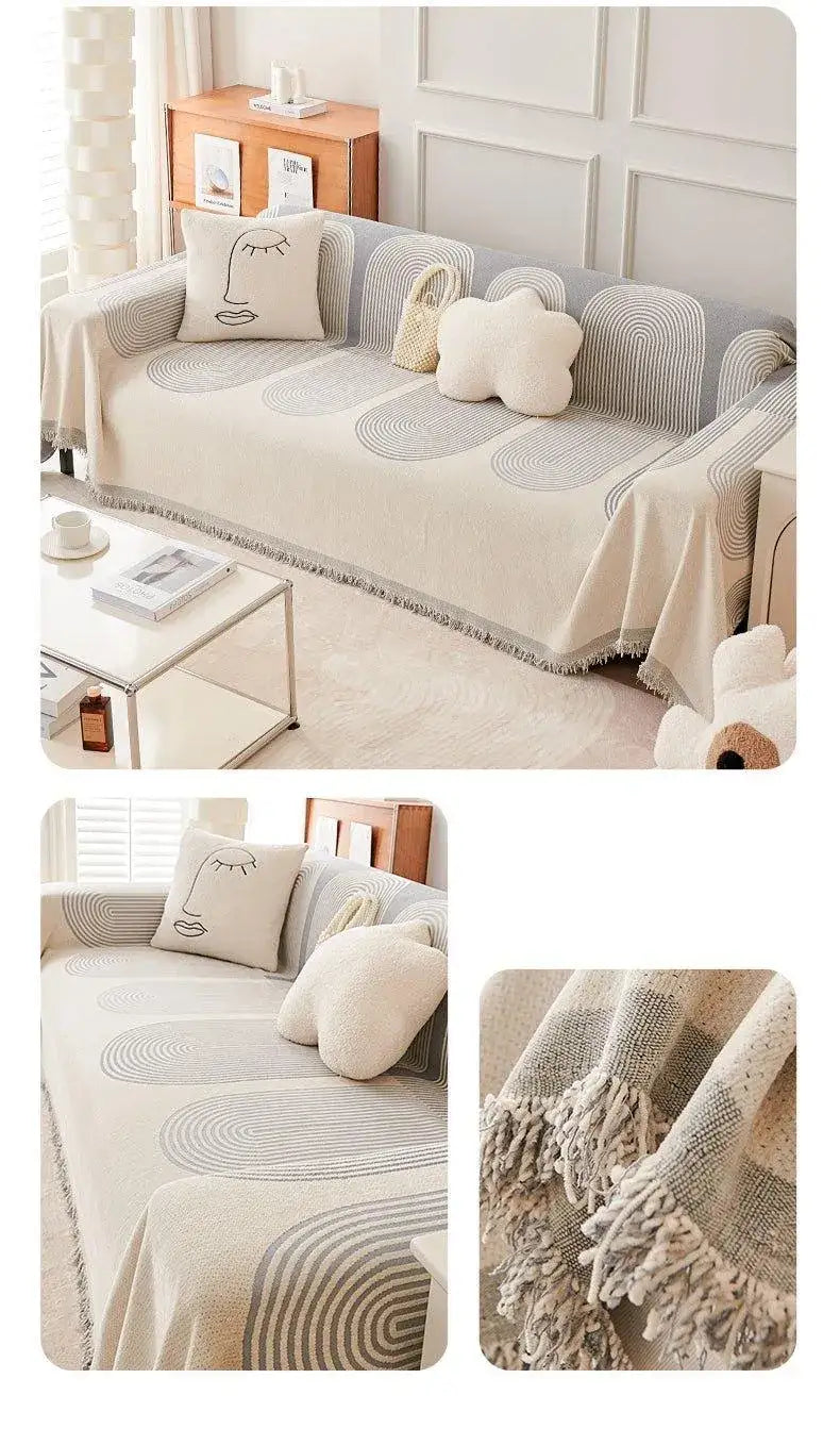 boho-pattern-nordic-throw-blanket-with-tassel-cotton-reversible-anti-cat-scratch-protection-sofa-cover-besontique-home-14963 - Besontique Home
