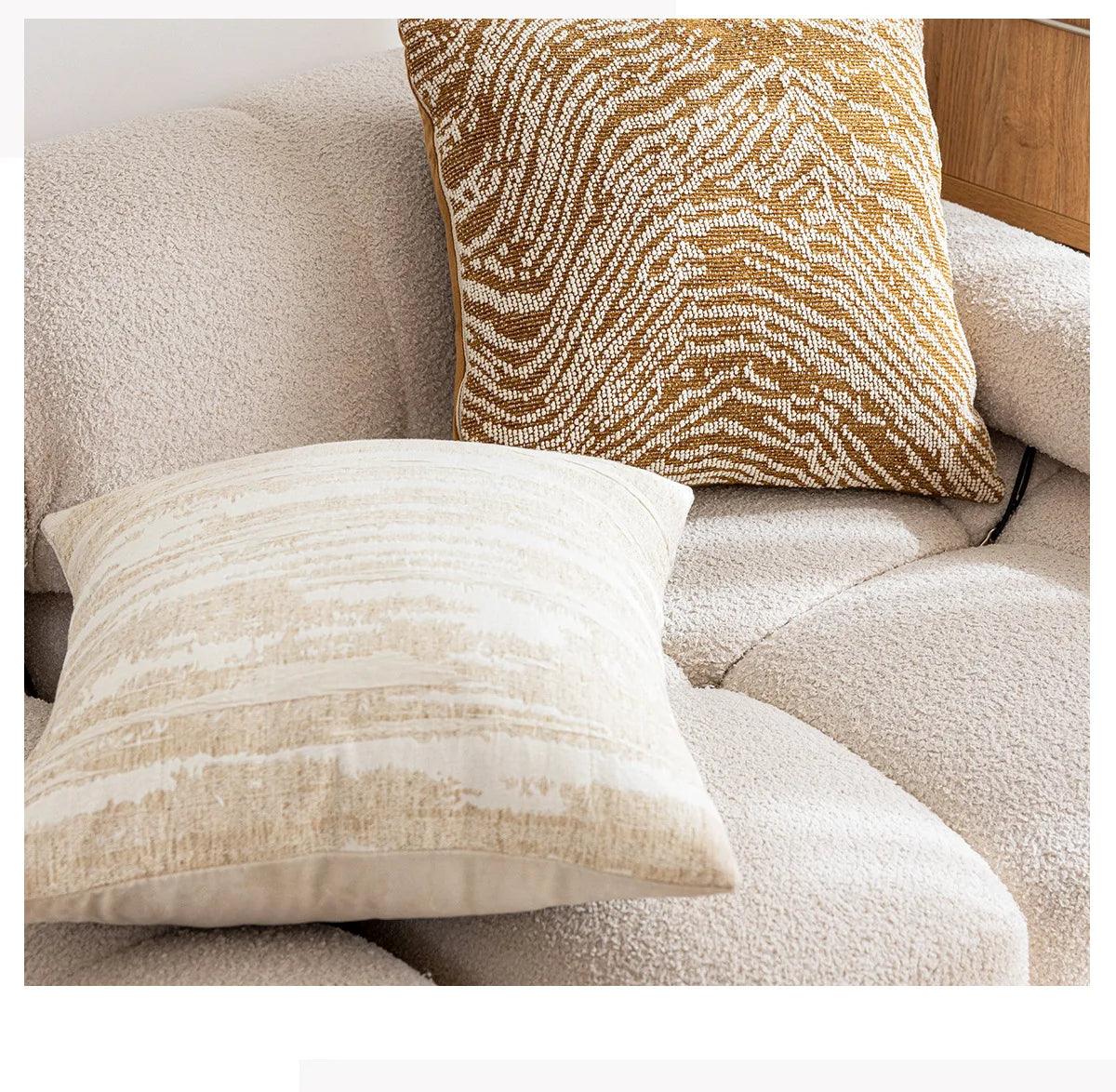 Brown Beige Geometric Chenille Cushion Cover │ Nordic Minimal Home Throw Pillow Covers - Besontique Home