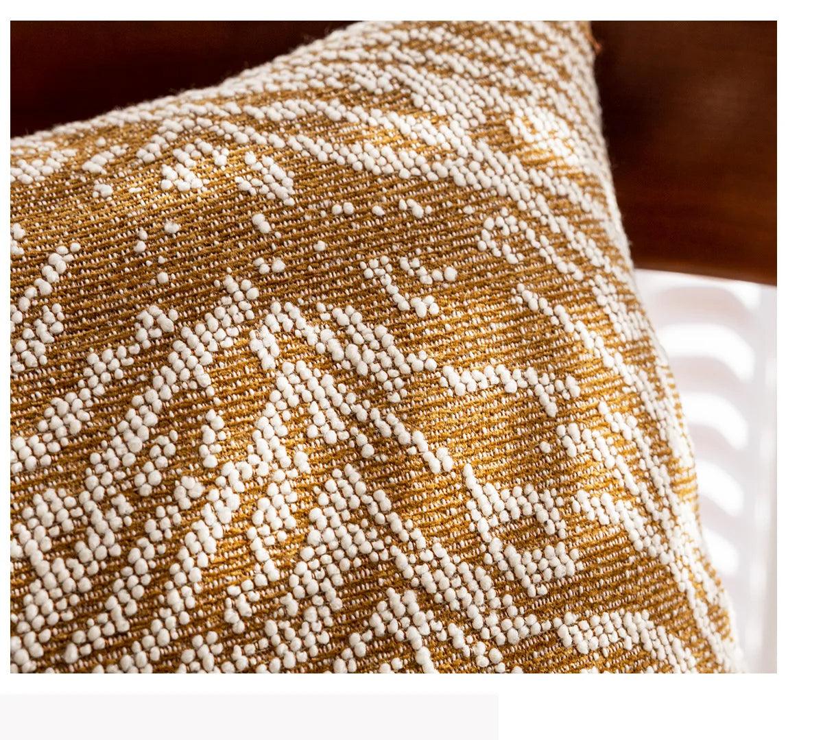 Brown Beige Geometric Chenille Cushion Cover │ Nordic Minimal Home Throw Pillow Covers - Besontique Home