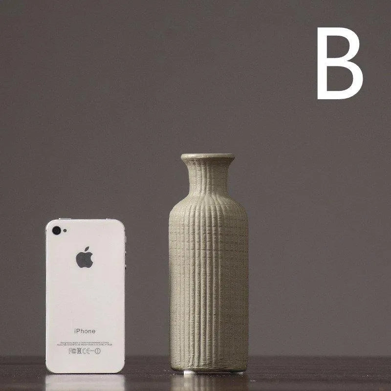 Brown Beige Gray Ceramic Flower Vase Pot │ Home Decoration Item - Besontique Home