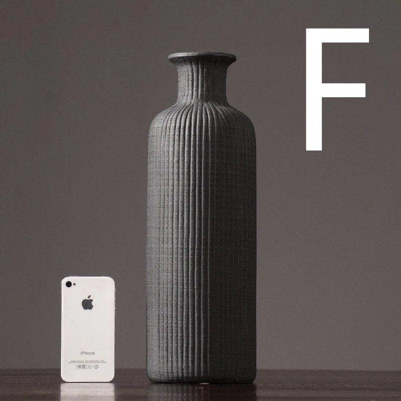 Brown Beige Gray Ceramic Flower Vase Pot │ Home Decoration Item - Besontique Home