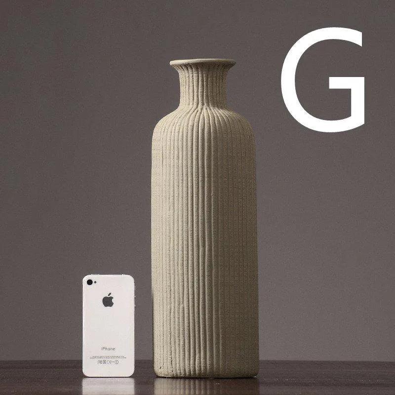 Brown Beige Gray Ceramic Flower Vase Pot │ Home Decoration Item - Besontique Home