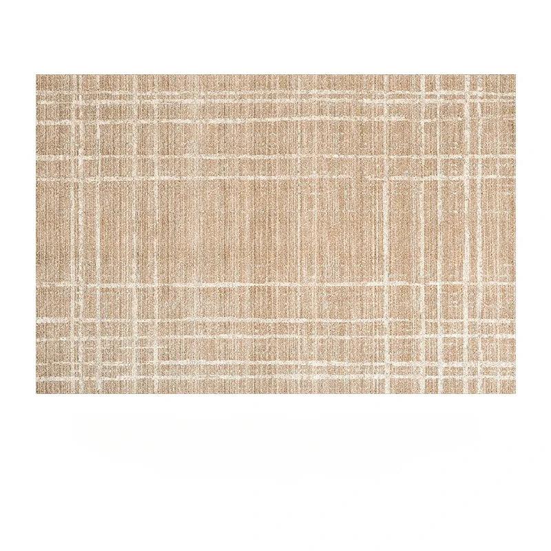 Brown Beige Line Plaid Large Area Carpet │ Minimal Soft Home Decorative Non-Slip Rug - Besontique Home