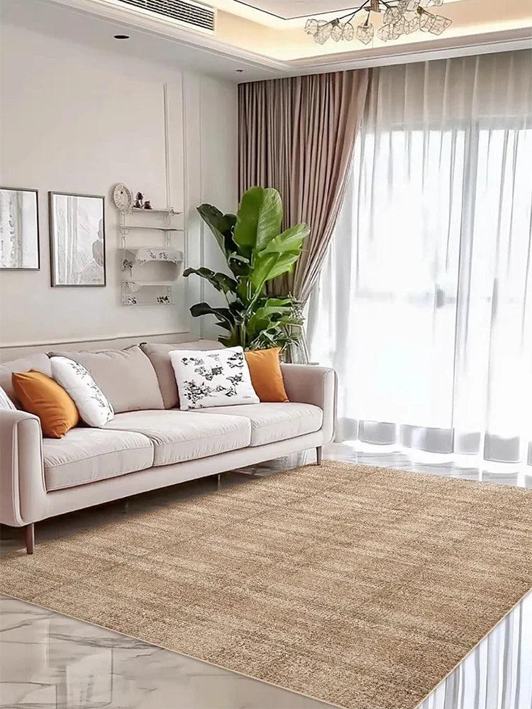 Brown Beige Line Plaid Large Area Carpet │ Minimal Soft Home Decorative Non-Slip Rug - Besontique Home