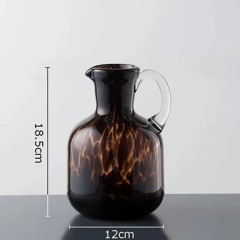 Brown Leopard Print Glass Vase │ Modern Vintage Home Decorative Hydroponics Flower Pots Ornaments - Besontique Home