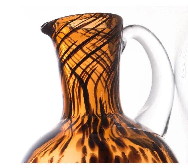 Brown Leopard Print Glass Vase │ Modern Vintage Home Decorative Hydroponics Flower Pots Ornaments - Besontique Home