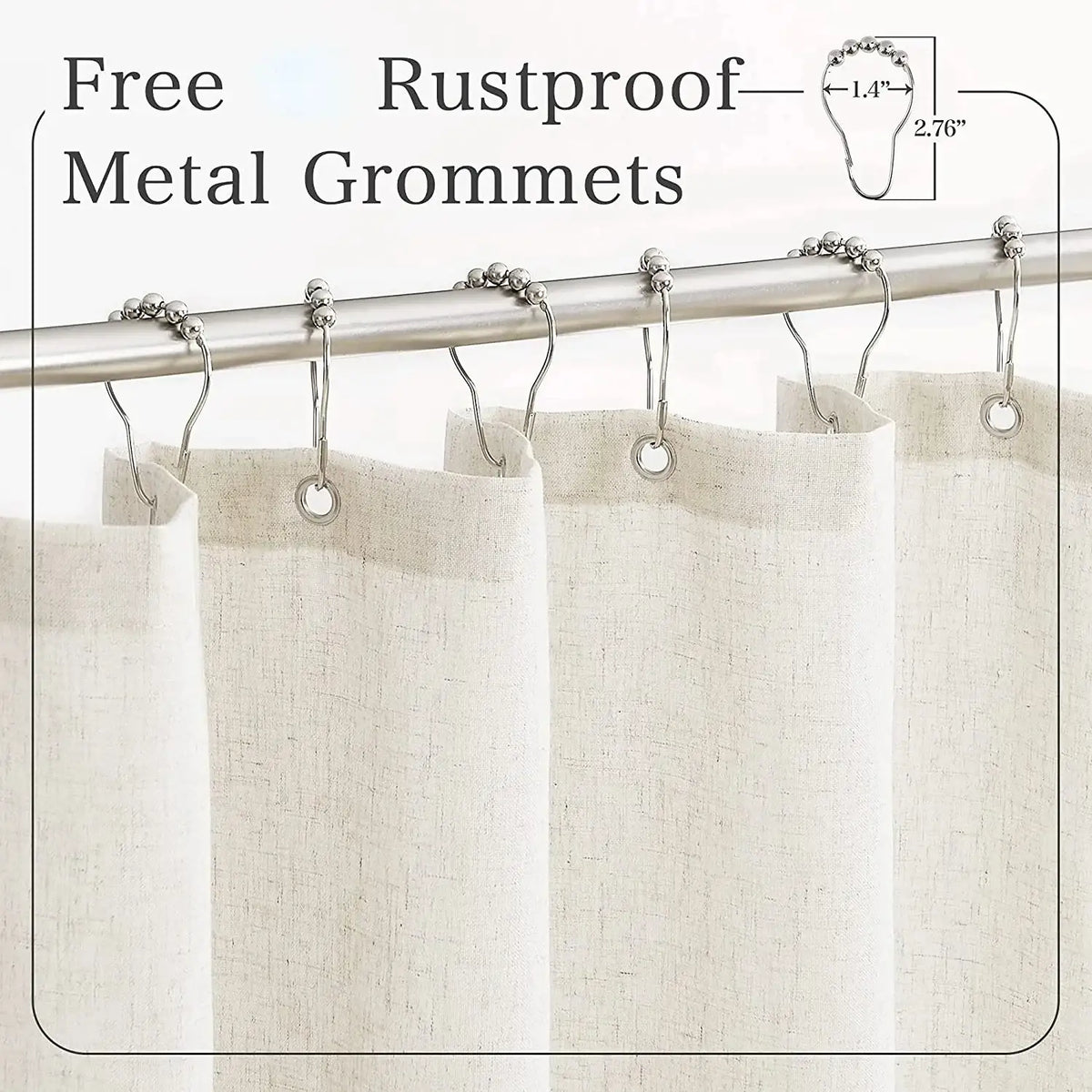 button-frill-ruffle-pleated-grey-stripe-shower-curtain-1-pcs-boho-country-style-linen-bathroom-decor-curtains-besontique-home-17786 - Besontique Home