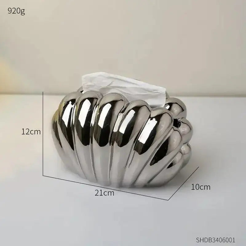 ceramics-shell-shaped-tissue-box-case-modern-decorative-napkin-holder-organizer-besontique-home-87341 - Besontique Home