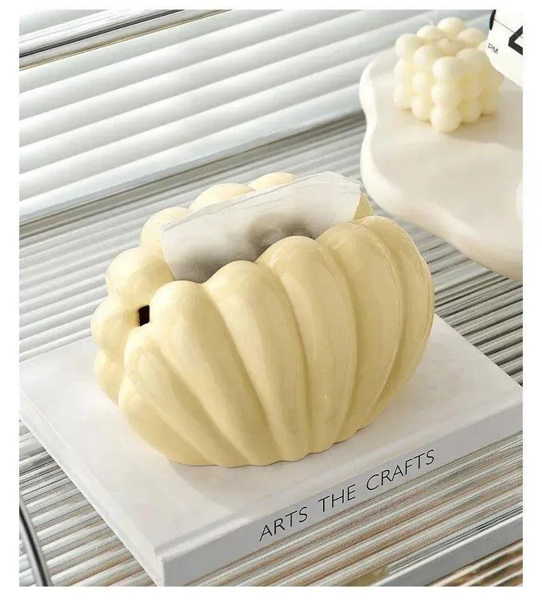 Ceramics Shell-shaped Tissue Box Case │ Modern Decorative Napkin Holder Organizer - Besontique Home