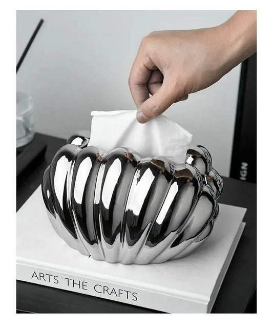 Ceramics Shell-shaped Tissue Box Case │ Modern Decorative Napkin Holder Organizer - Besontique Home