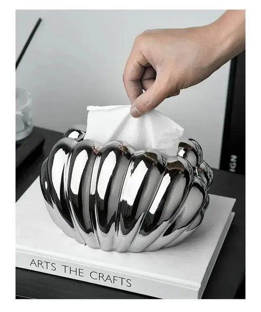 Ceramics Shell-shaped Tissue Box Case │ Modern Decorative Napkin Holder Organizer - Besontique Home