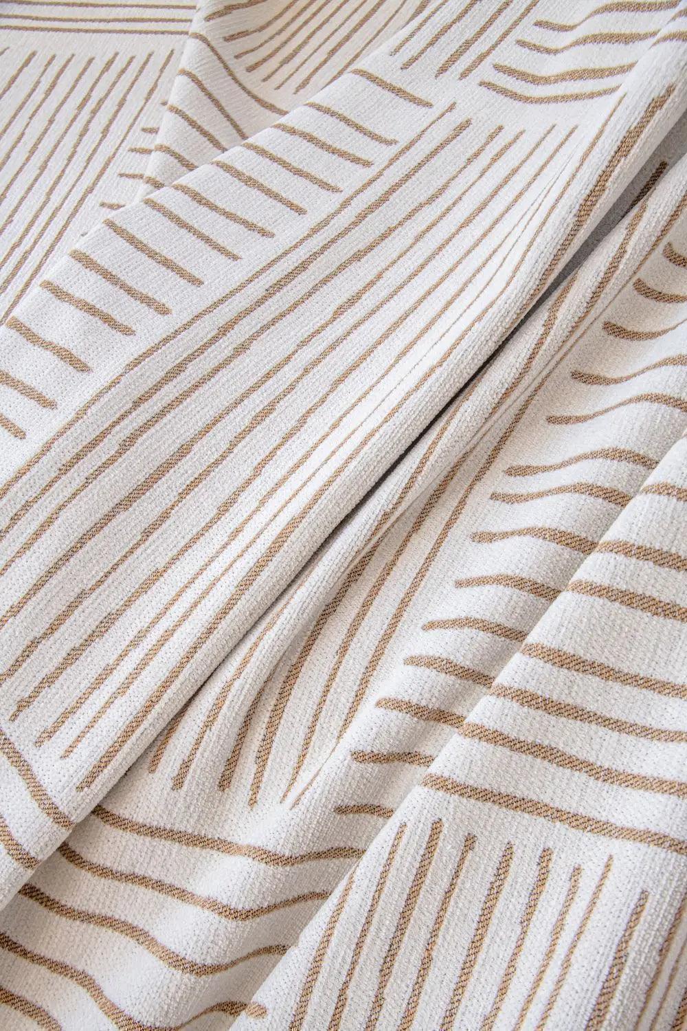 Chenille Striped Pattern Throw Blanket with Tassel 2 │ Nordic Jacquard Reversible Anti-cat Scratch Protection Sofa Cover - Besontique Home