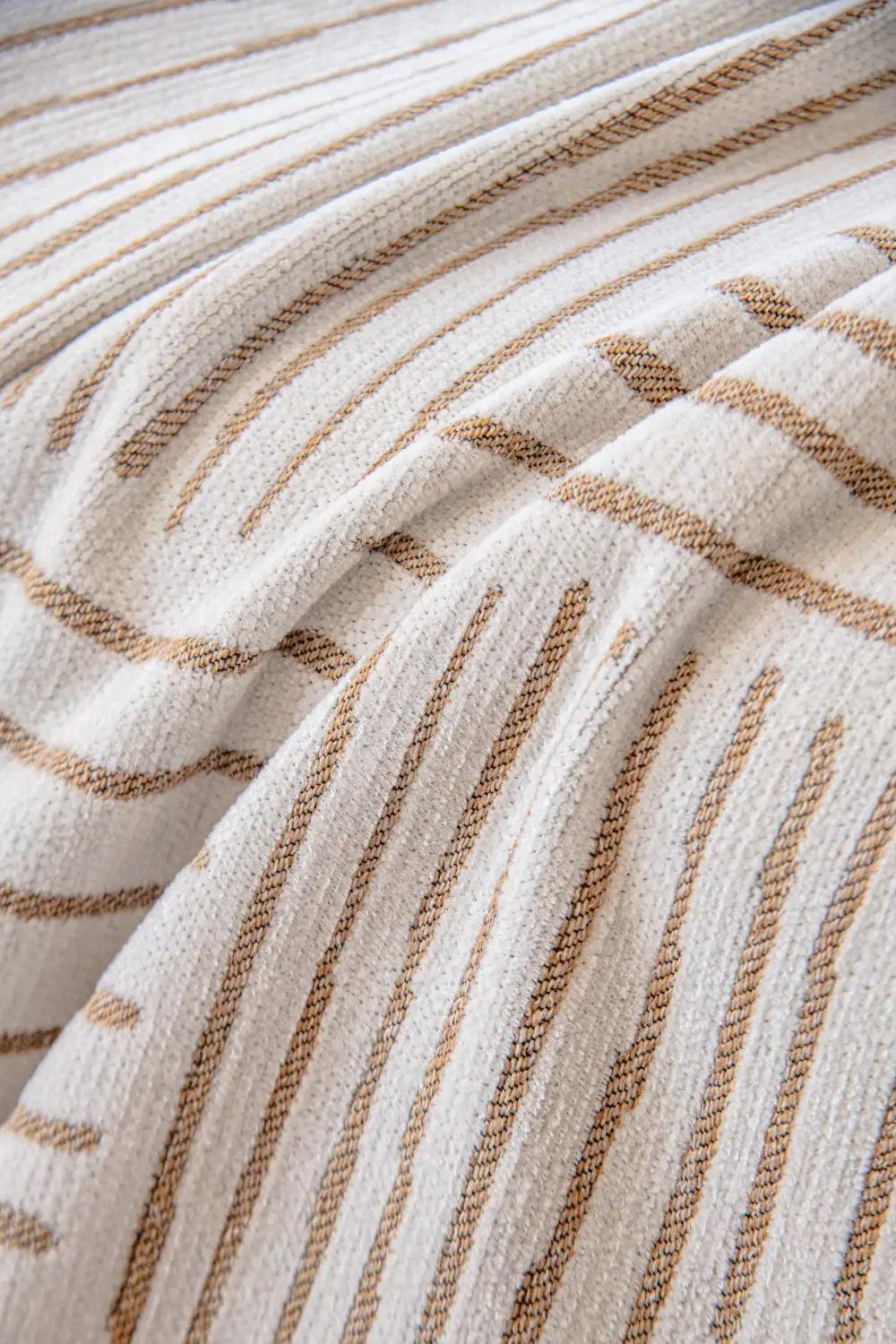Chenille Striped Pattern Throw Blanket with Tassel 2 │ Nordic Jacquard Reversible Anti-cat Scratch Protection Sofa Cover - Besontique Home