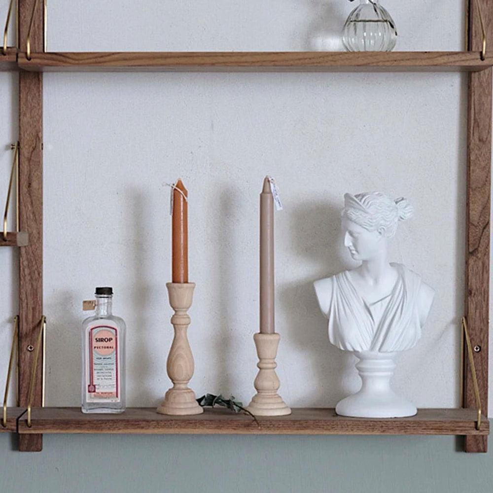 Classic Light Wood Candlesticks Candle Holder Set │ Modern Retro Vintage Candle Stand - Besontique Home
