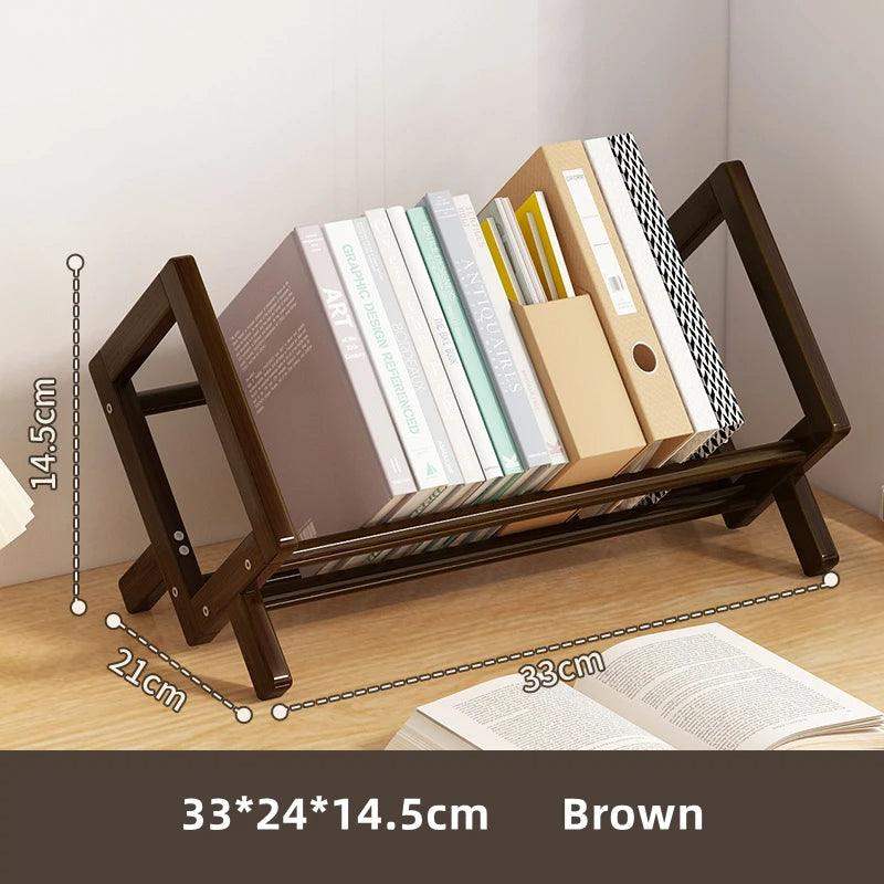 Dark Brown Wood White Bookcase Bookshelf │ Simple Home Decoration Multi-Use Book Storage Organizer - Besontique Home