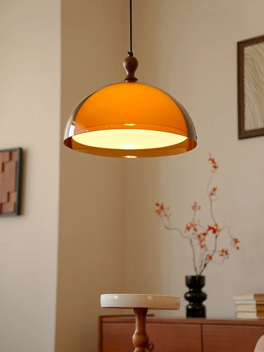 Dark Wood Brown Acrylic Pendant Ceiling Lamp Light - Besontique Home