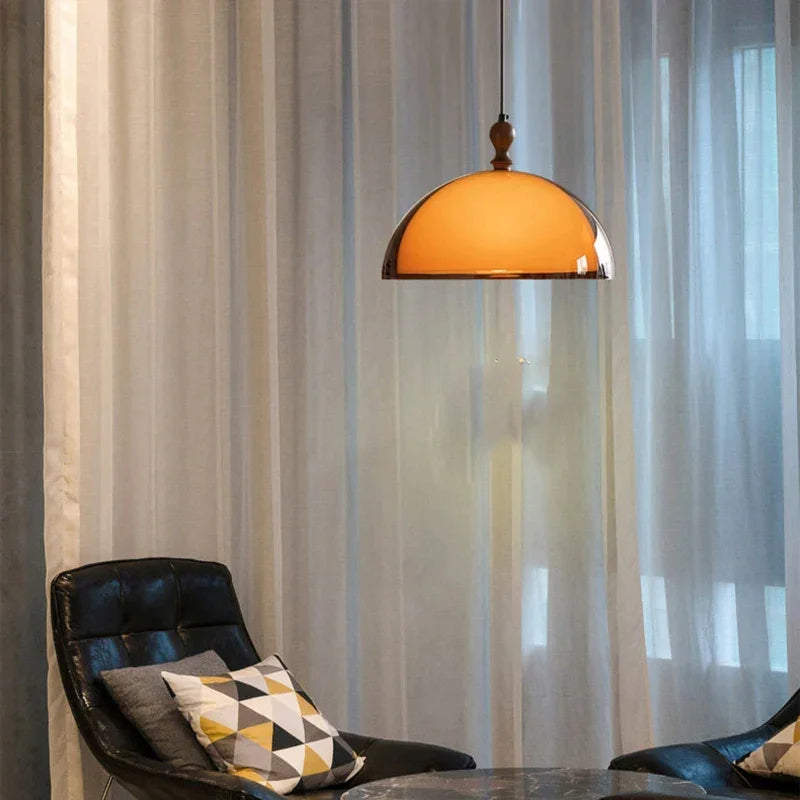 Dark Wood Brown Acrylic Pendant Ceiling Lamp Light - Besontique Home
