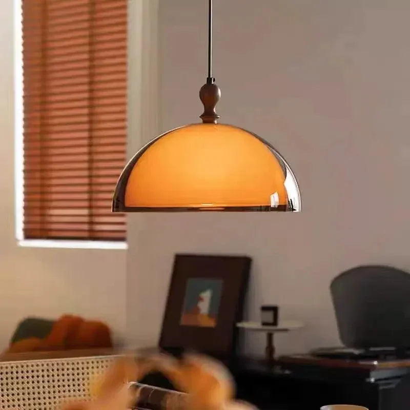 Dark Wood Brown Acrylic Pendant Ceiling Lamp Light - Besontique Home