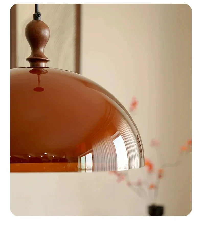 Dark Wood Brown Acrylic Pendant Ceiling Lamp Light - Besontique Home
