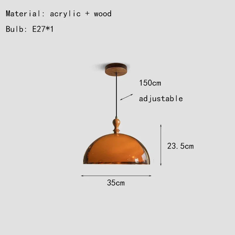 Dark Wood Brown Acrylic Pendant Ceiling Lamp Light - Besontique Home